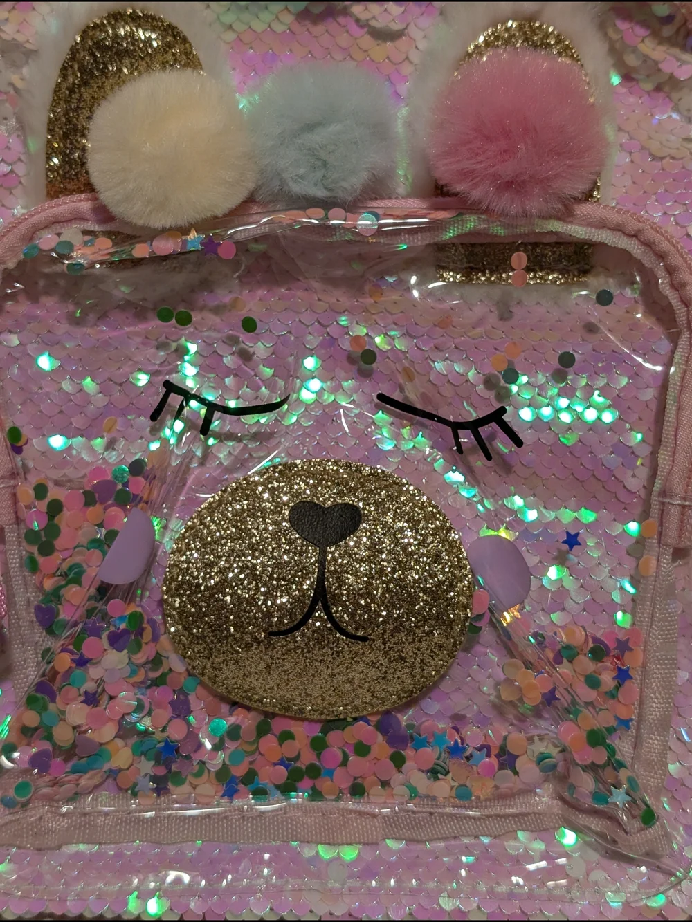 Cat & Jack Pink Sequin Llama Mini Backpack
